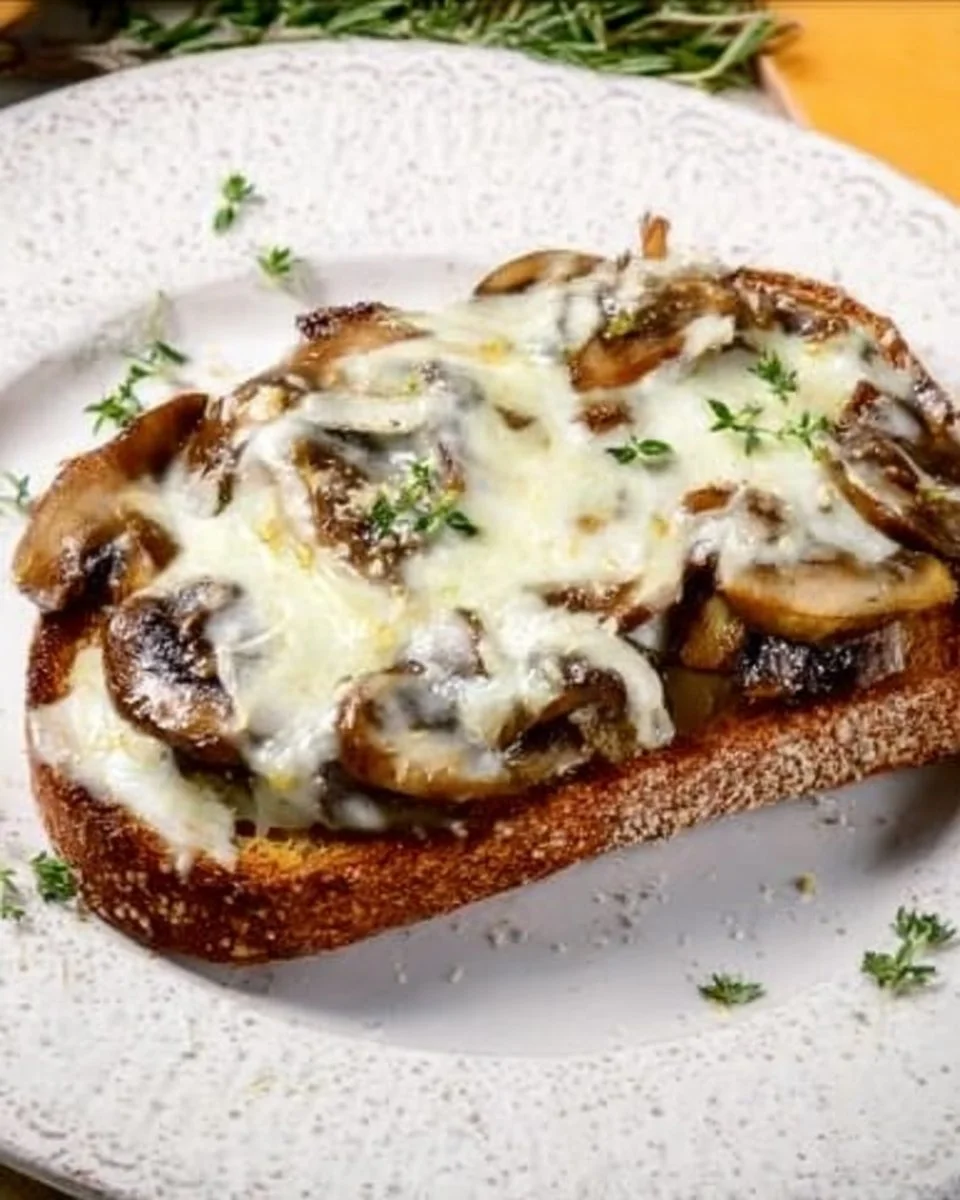 Roasted Mushroom & Swiss on Garlicky Sourdough