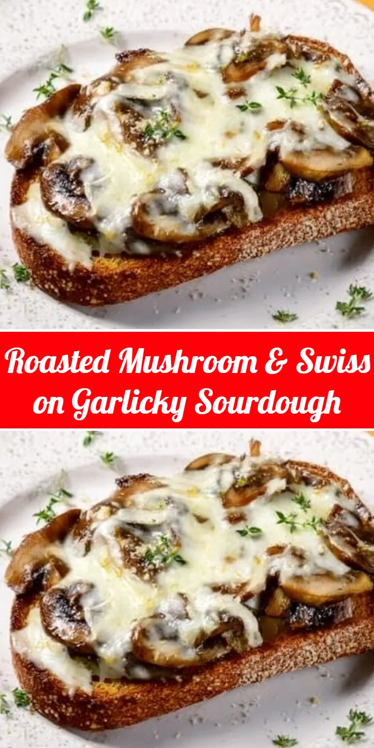 Roasted Mushroom & Swiss on Garlicky Sourdough