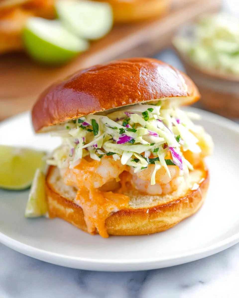 Shrimp Burgers with Lime Slaw