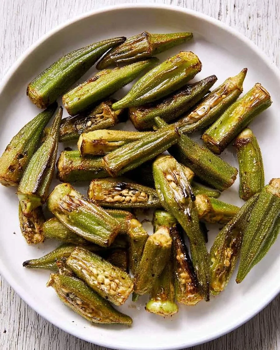 Bowl of freshly roasted okra seasoned and ready to eat