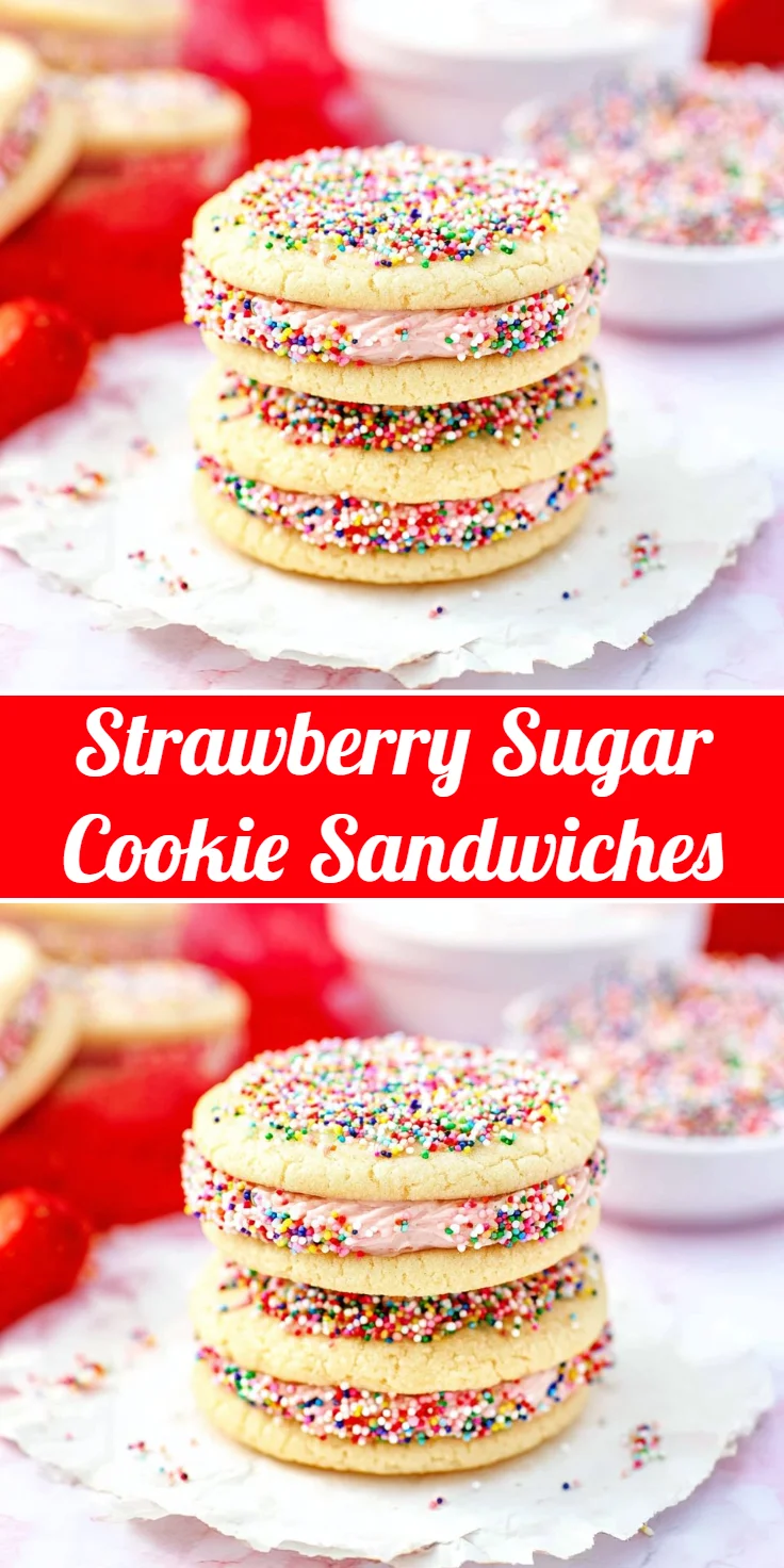 Strawberry Sugar Cookie Sandwiches