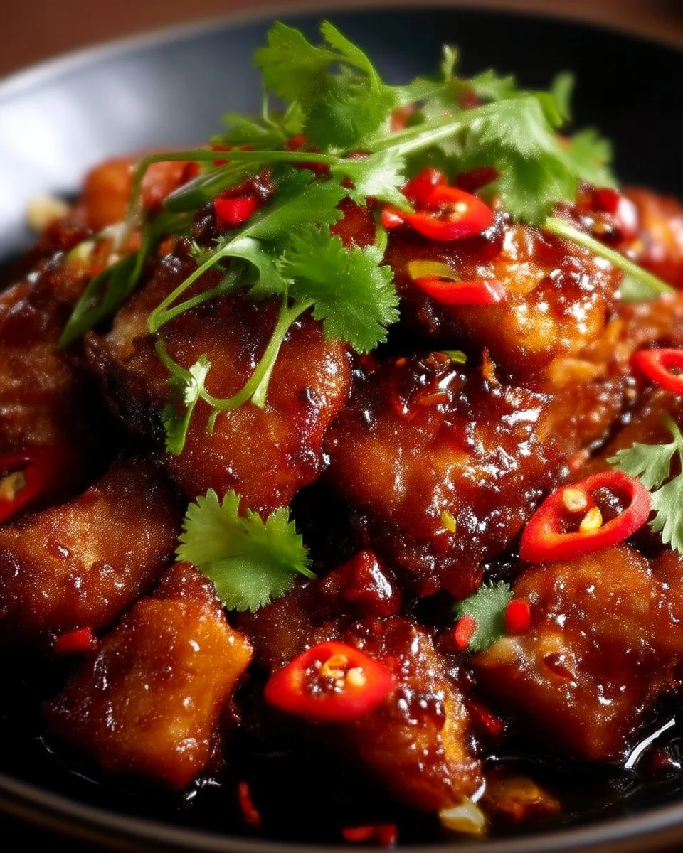 Delicious Sweet Chili Chicken served with vibrant vegetables on a plate