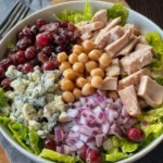 Fresh Turkey Cranberry Salad with greens and cranberries