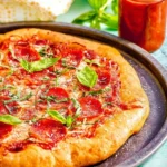 Homemade 2-ingredient pizza dough ready for baking