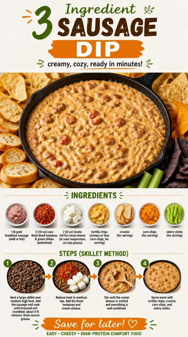 3 Ingredient Sausage Dip