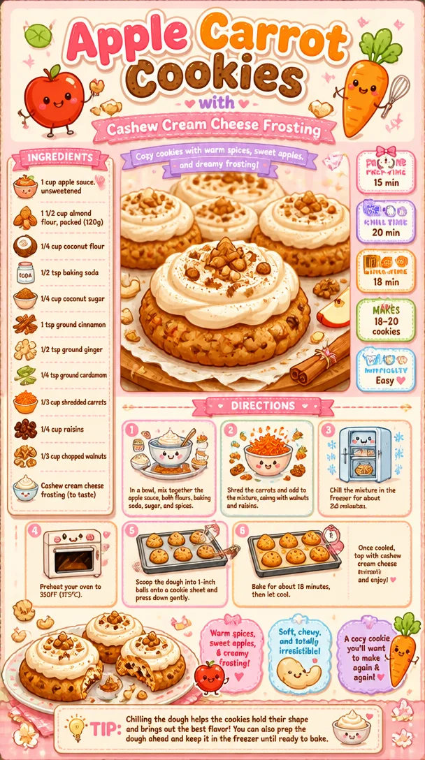 Apple Carrot Cookies with Cashew Cream Cheese Frosting