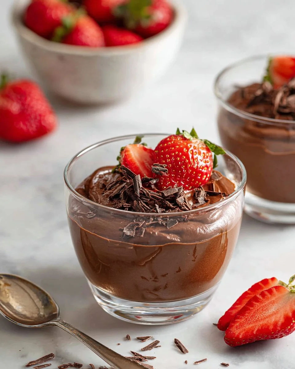 Delicious avocado chocolate mousse served in a bowl with a spoon