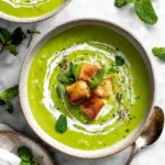 Bowl of creamy broccoli soup made from fridge leftovers