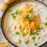 Bowl of Chicken Chowder with vegetables and herbs