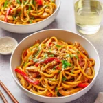 Delicious Chicken Stir Fry with Noodles and fresh vegetables