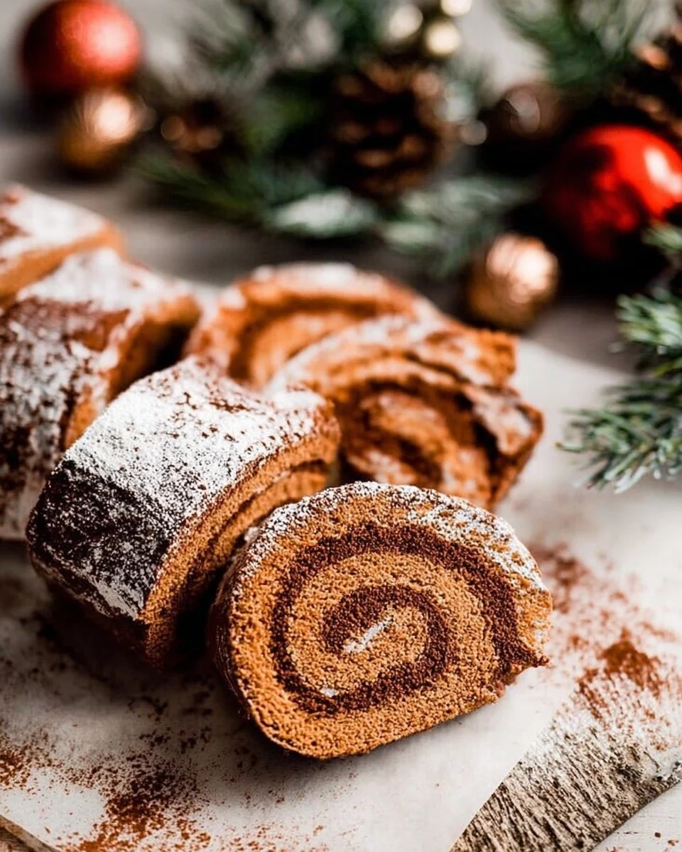Chocolate Swiss Roll gluten-free dessert on a plate