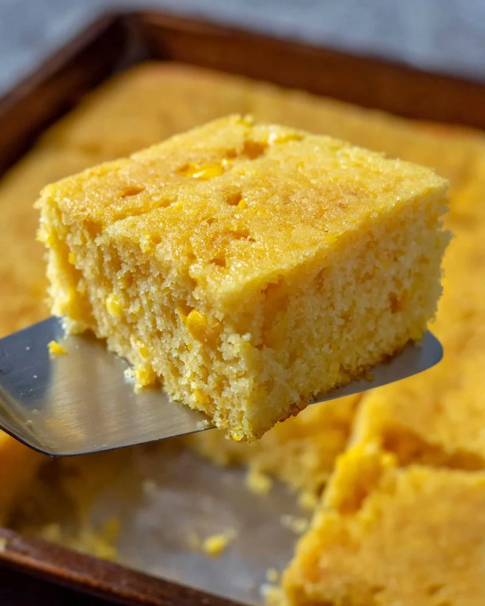 Deliciously baked corn casserole in a serving dish, perfect for large gatherings.