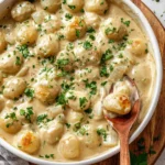 Delicious creamed onions served in a bowl, perfect for holiday meals.