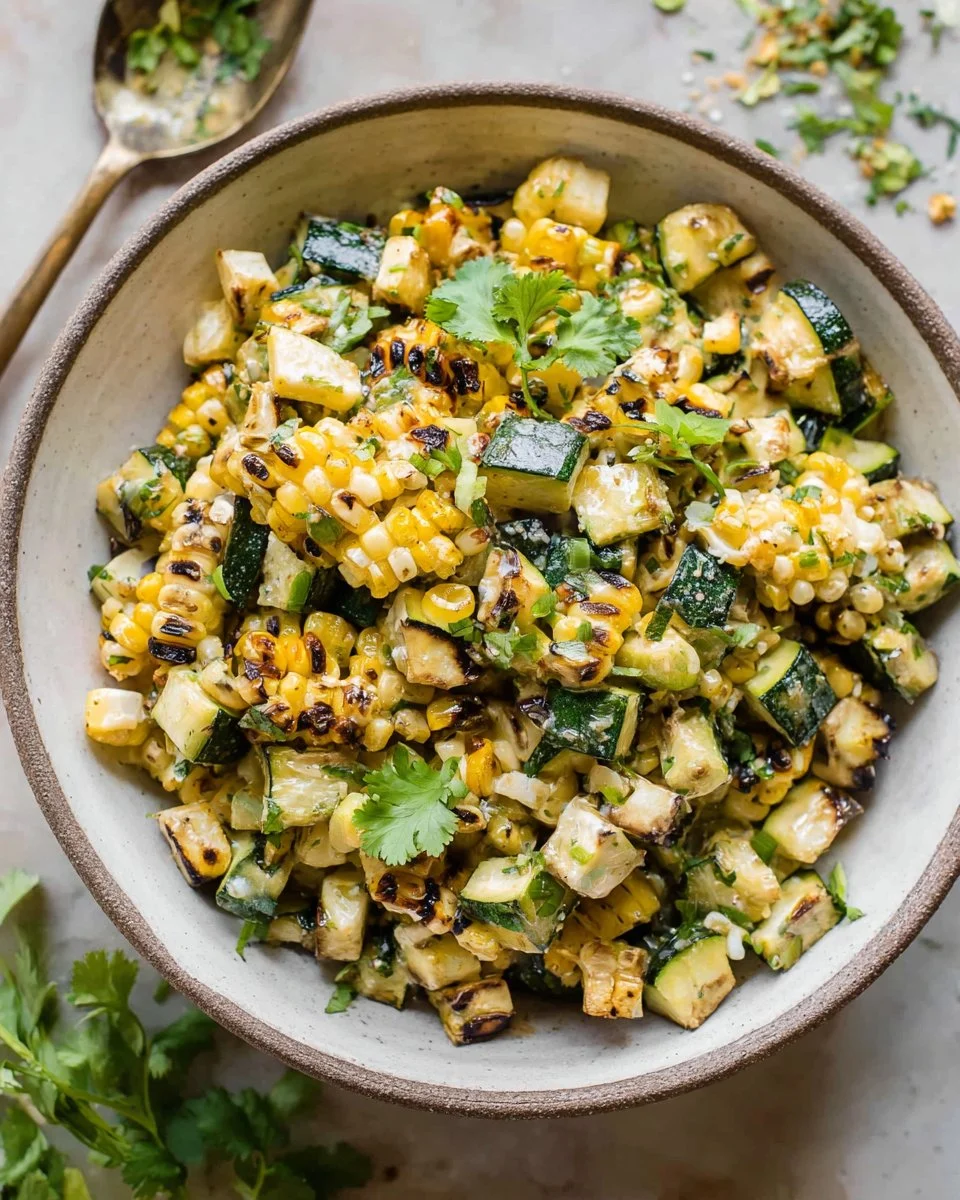 Creamy Mexican Grilled Corn and Zucchini Salad