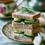 Plate of cucumber tea sandwiches served at an afternoon tea party