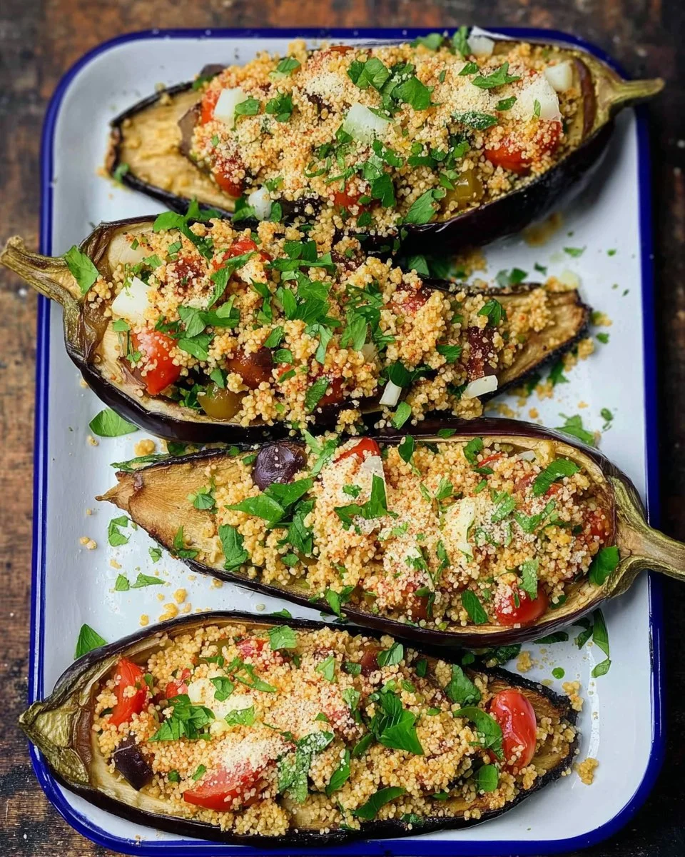 Easy Mediterranean Stuffed Eggplant