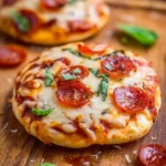 Delicious easy mini pepperoni pizzas on a baking tray