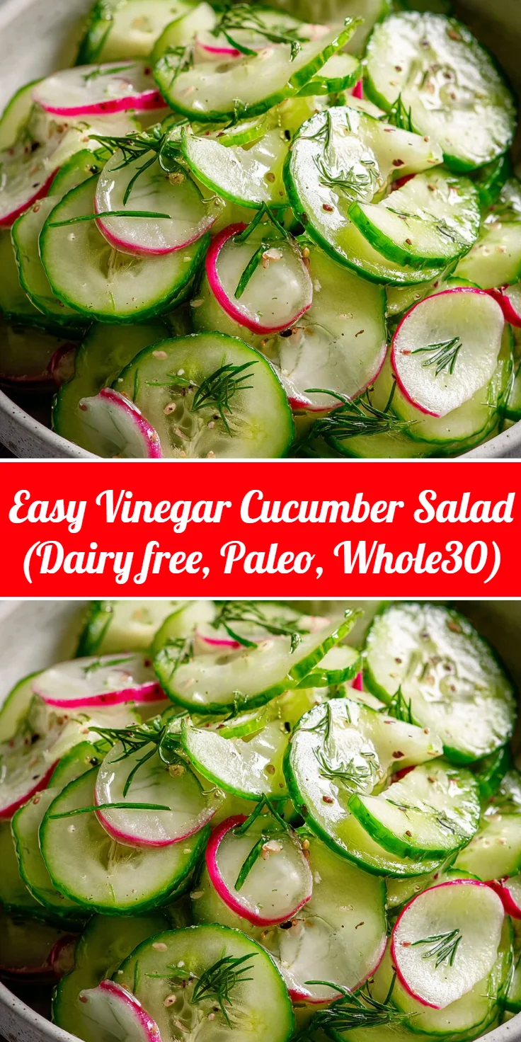 Easy Vinegar Cucumber Salad (Dairy free, Paleo, Whole30)