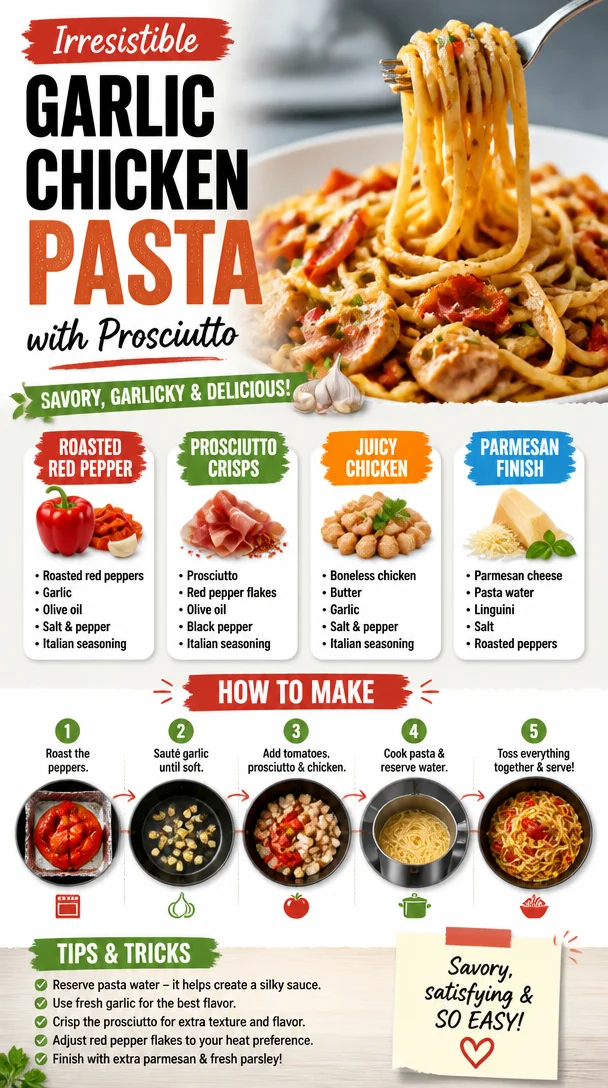 Garlic Chicken Pasta with Prosciutto