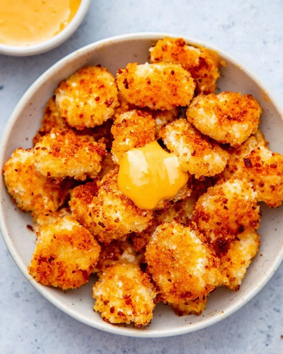 Homemade air fryer crispy chicken nuggets served on a plate