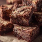 Homemade marble brownies with chocolate and vanilla swirls