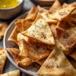 Freshly baked homemade pita chips for healthy snacking.