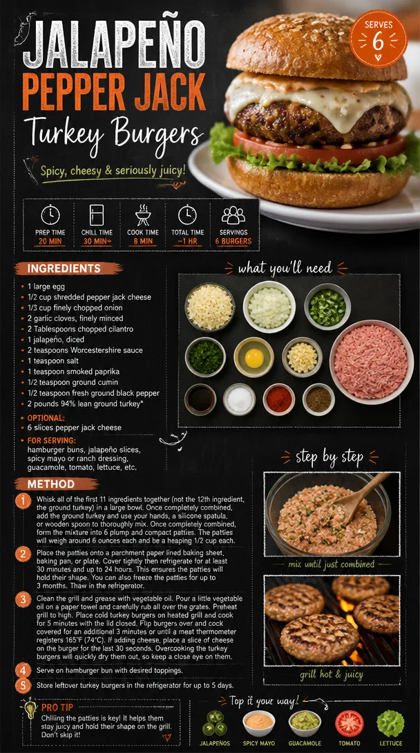 Jalapeño Pepper Jack Turkey Burgers