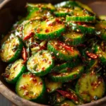 Delicious Korean Cucumber Salad with fresh cucumbers and spices.