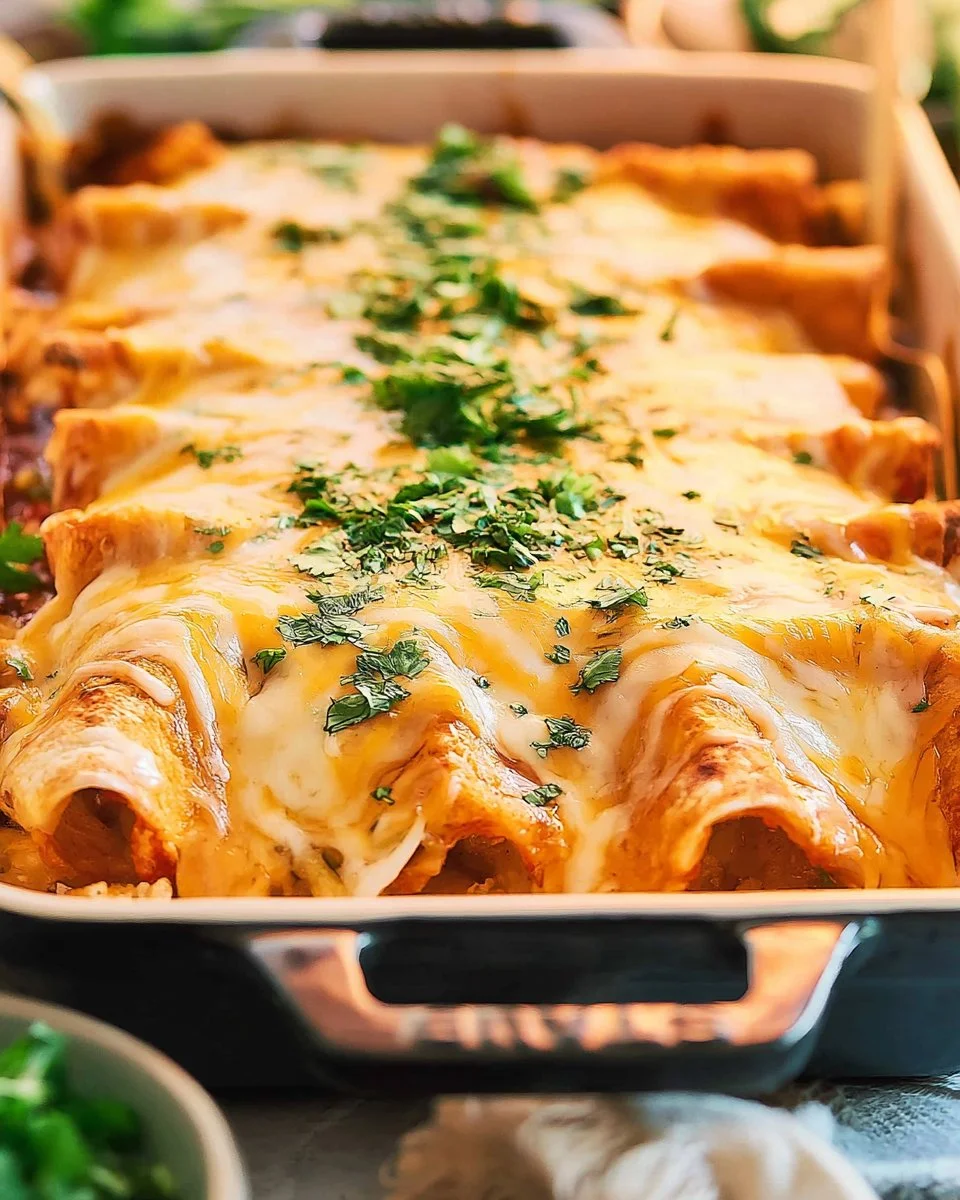 Plate of easy Lazy Enchiladas topped with cheese and salsa.