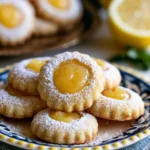Freshly baked lemon curd cookies on a plate