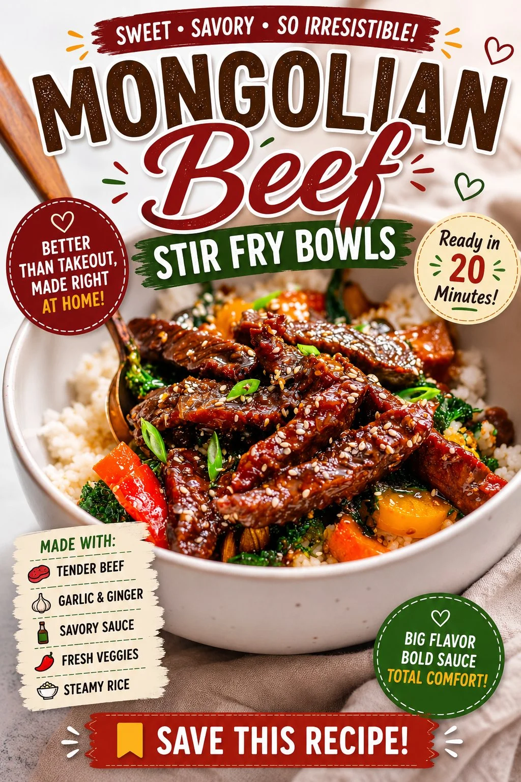 Mongolian Beef Stir Fry Bowls