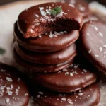 Delicious No Bake Thin Mint Cookies ready to enjoy with a minty flavor