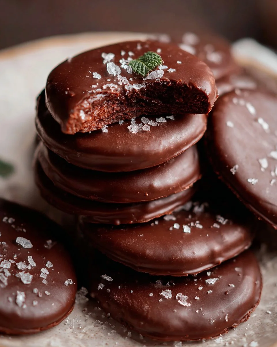 Delicious No Bake Thin Mint Cookies ready to enjoy with a minty flavor