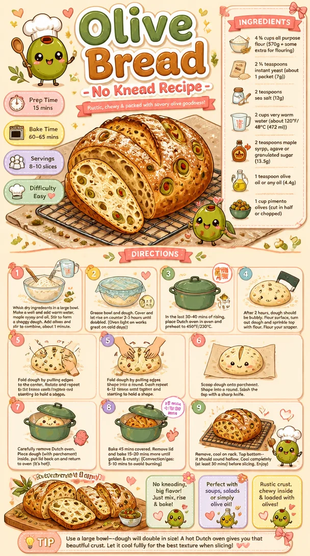 Olive Bread - No Knead Recipe