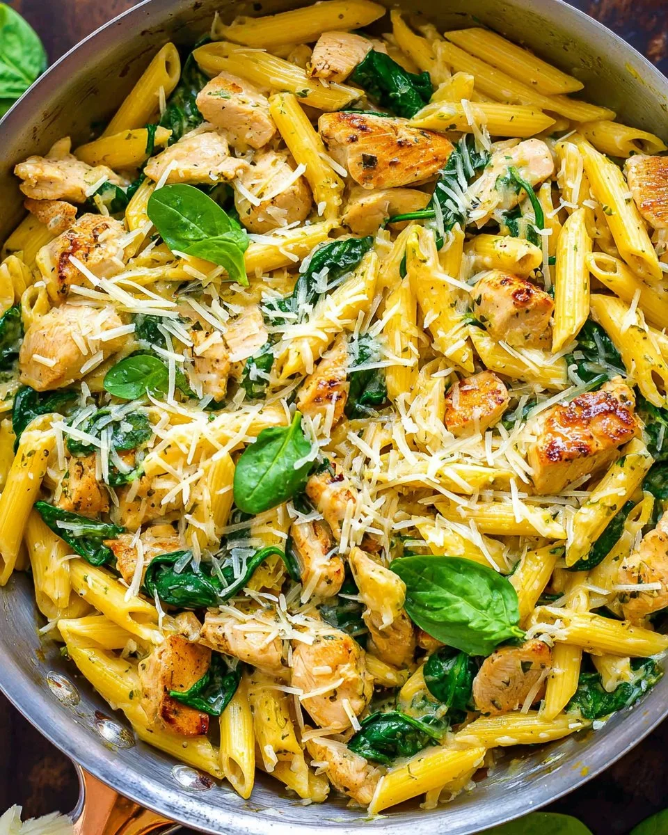 Parmesan Chicken and Spinach Pasta