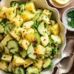 Delicious pineapple cucumber salad with fresh ingredients served in a bowl