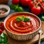 Homemade Pomodoro Sauce with fresh tomatoes and herbs in a bowl