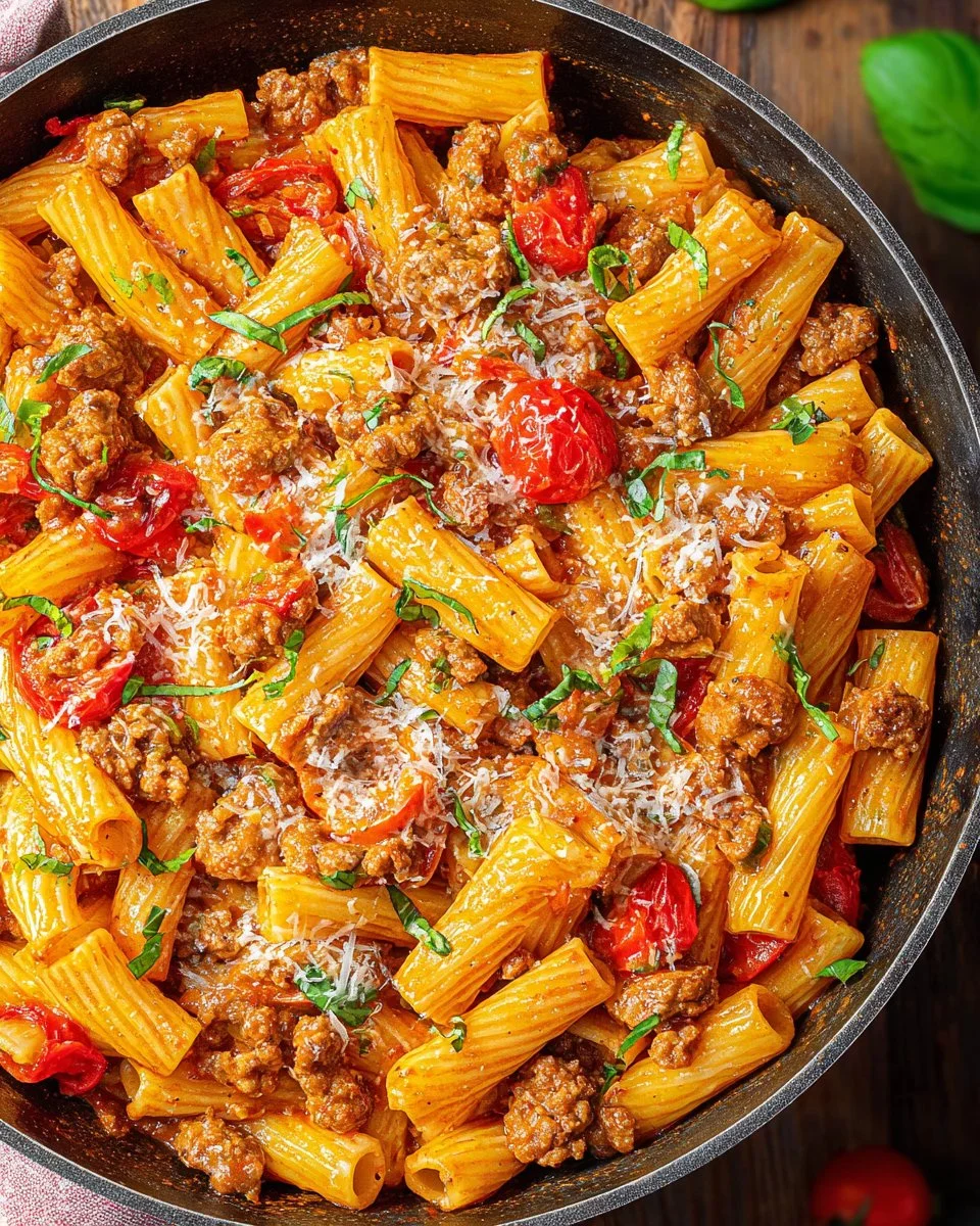 Sausage Rigatoni Pasta Skillet