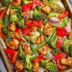 Sheet pan teriyaki chicken served with vibrant vegetables