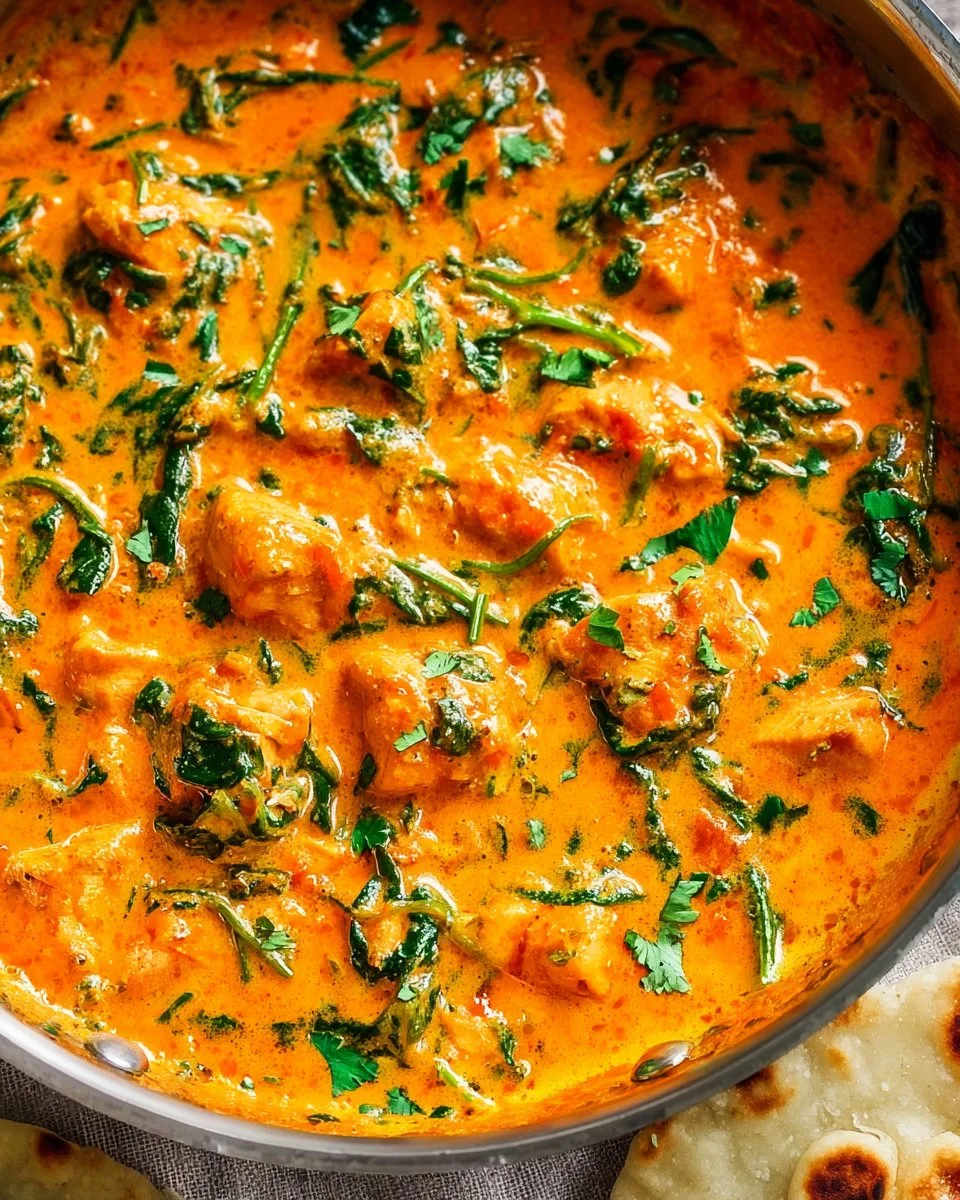 Bowl of Thai chicken coconut curry with fresh herbs