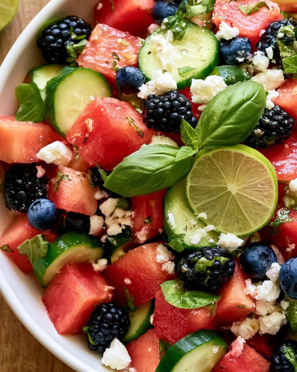 Watermelon Blueberry Salad with Feta