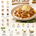 Delicious homemade apple crisp served warm with a scoop of vanilla ice cream.