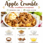 Delicious homemade apple crumble served in a ceramic dish