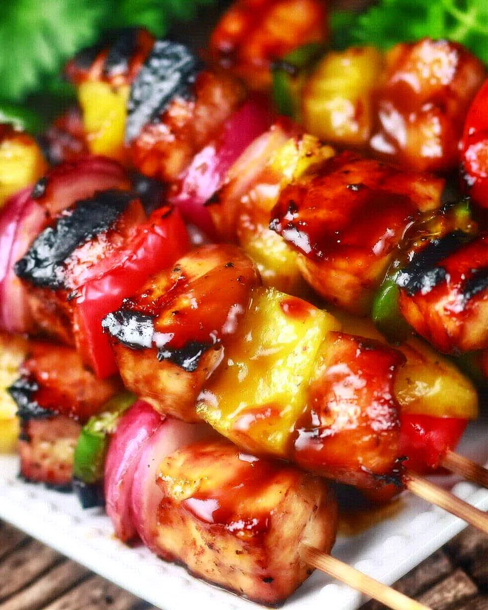 Flavorful BBQ Chicken Kabobs grilled with vibrant vegetables for a perfect meal.