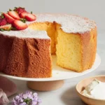 Deliciously moist chiffon cake slices on a plate