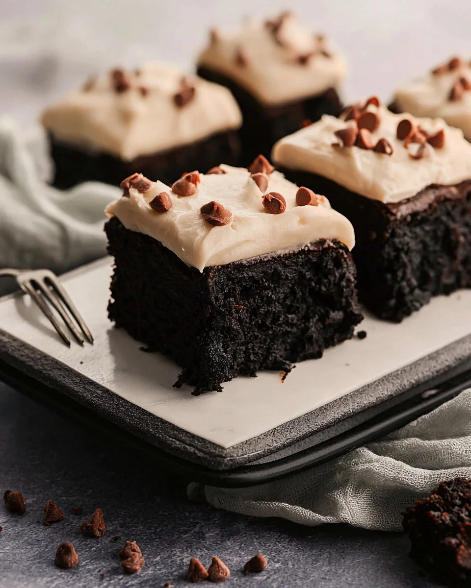 Delicious homemade brownies with rich frosting on top