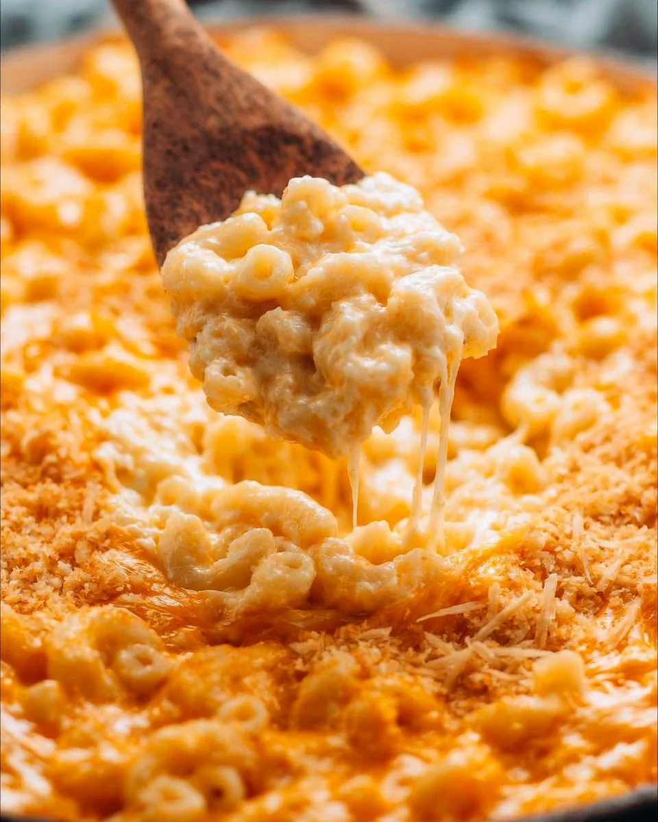 Delicious bowl of the best gluten free mac and cheese topped with herbs