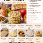 Delicious caramel apple cider cookies decorated with caramel drizzle.