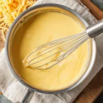 Delicious homemade cheese sauce drizzled over pasta and nachos