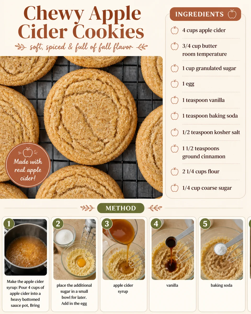 Chewy apple cider cookies with a drizzle of glaze, highlighting their fall flavor.